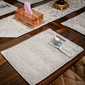 Diana Charcoal Embossed Textured Table Set