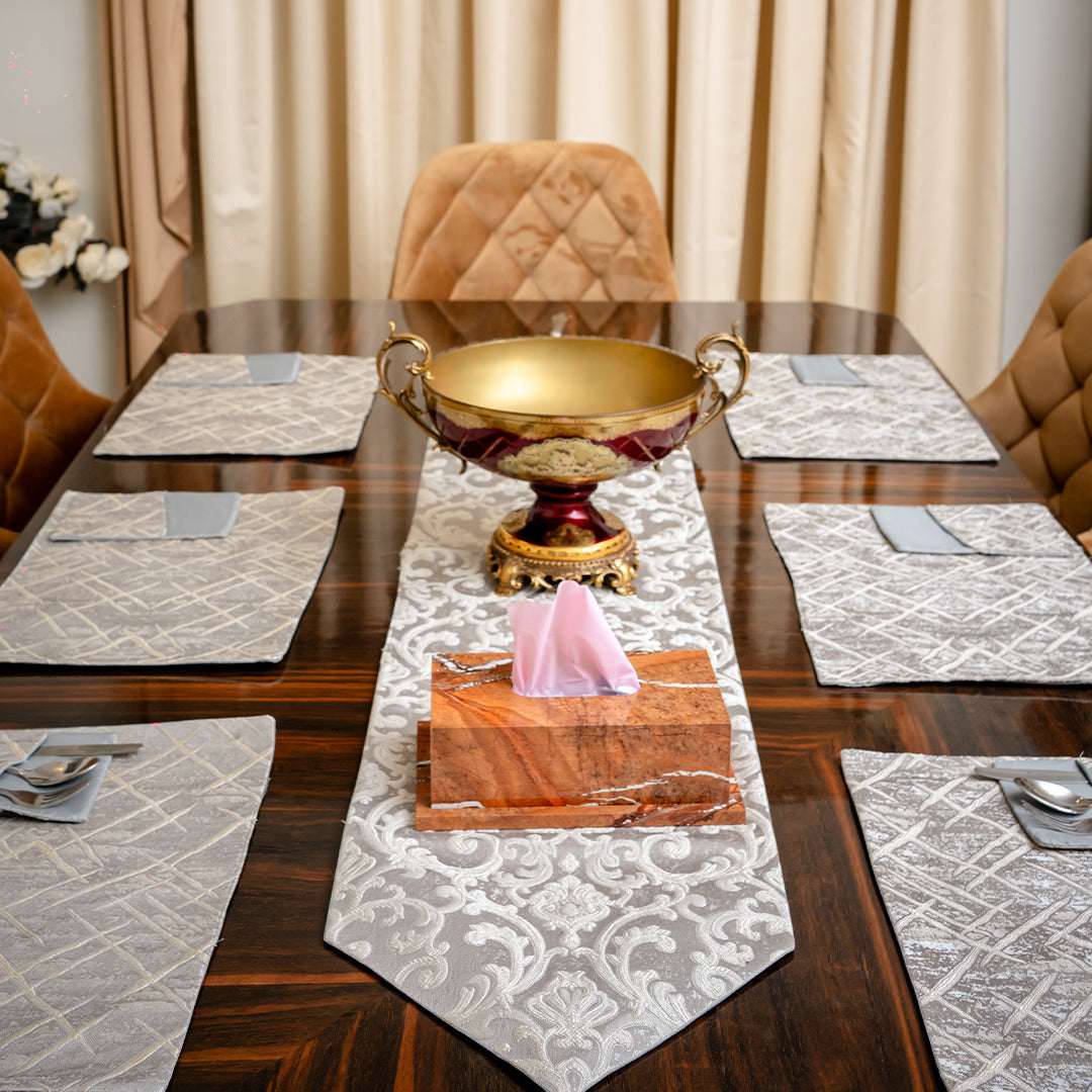 Diana Charcoal Embossed Textured Table Set