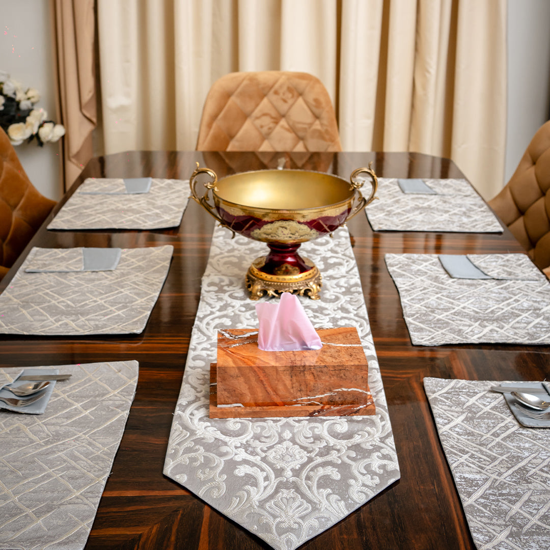 Diana Charcoal Embossed Textured Table Set