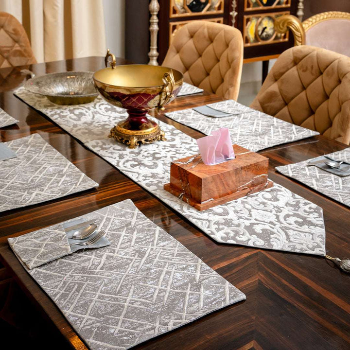 Diana Charcoal Embossed Textured Table Set