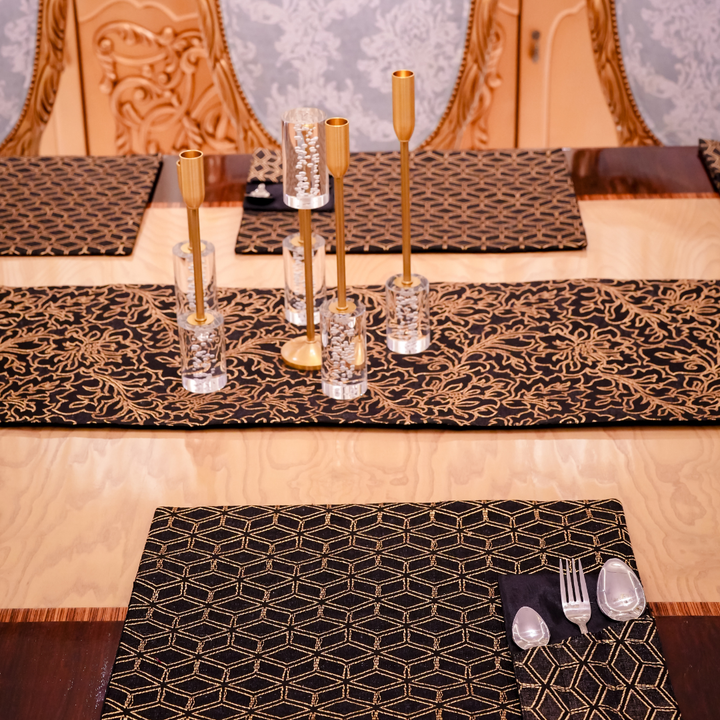 Monarch Black Gold Embossed Table Set