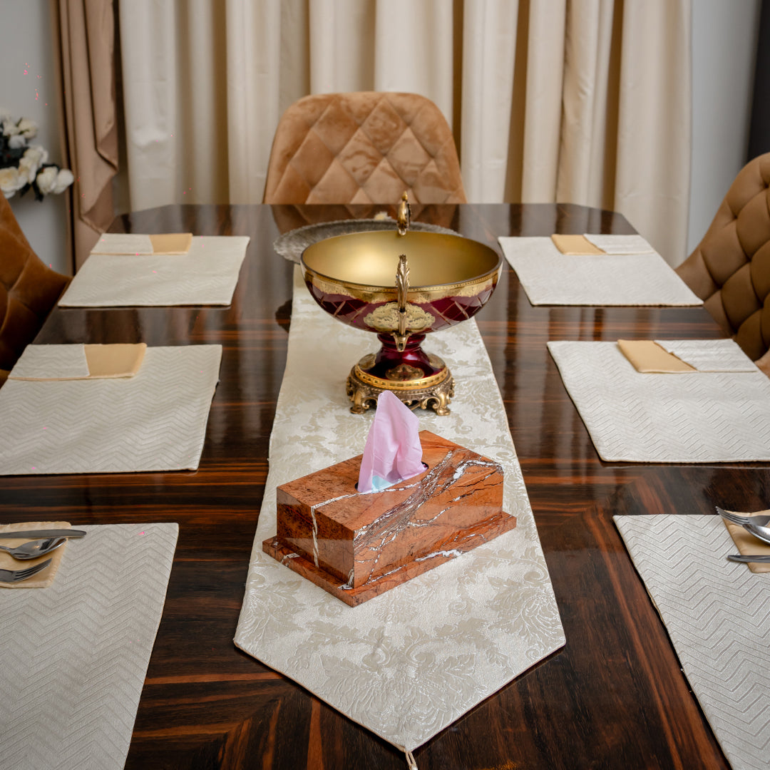 Victoria Beige Embossed Textured Table Set
