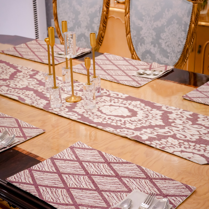 Verona Dusty Rose Embossed Dining Table Set