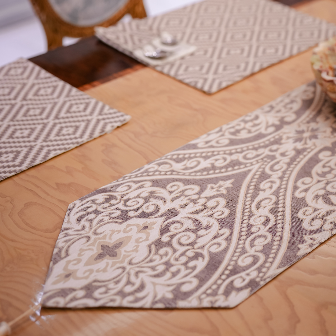 Warm Brown Geometric Dining Table Set