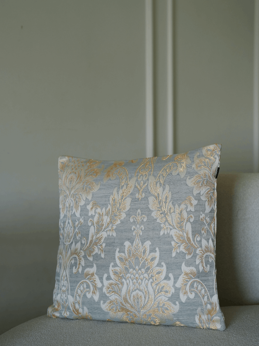 Ivory Bloom on Frost Grey Cushion Cover