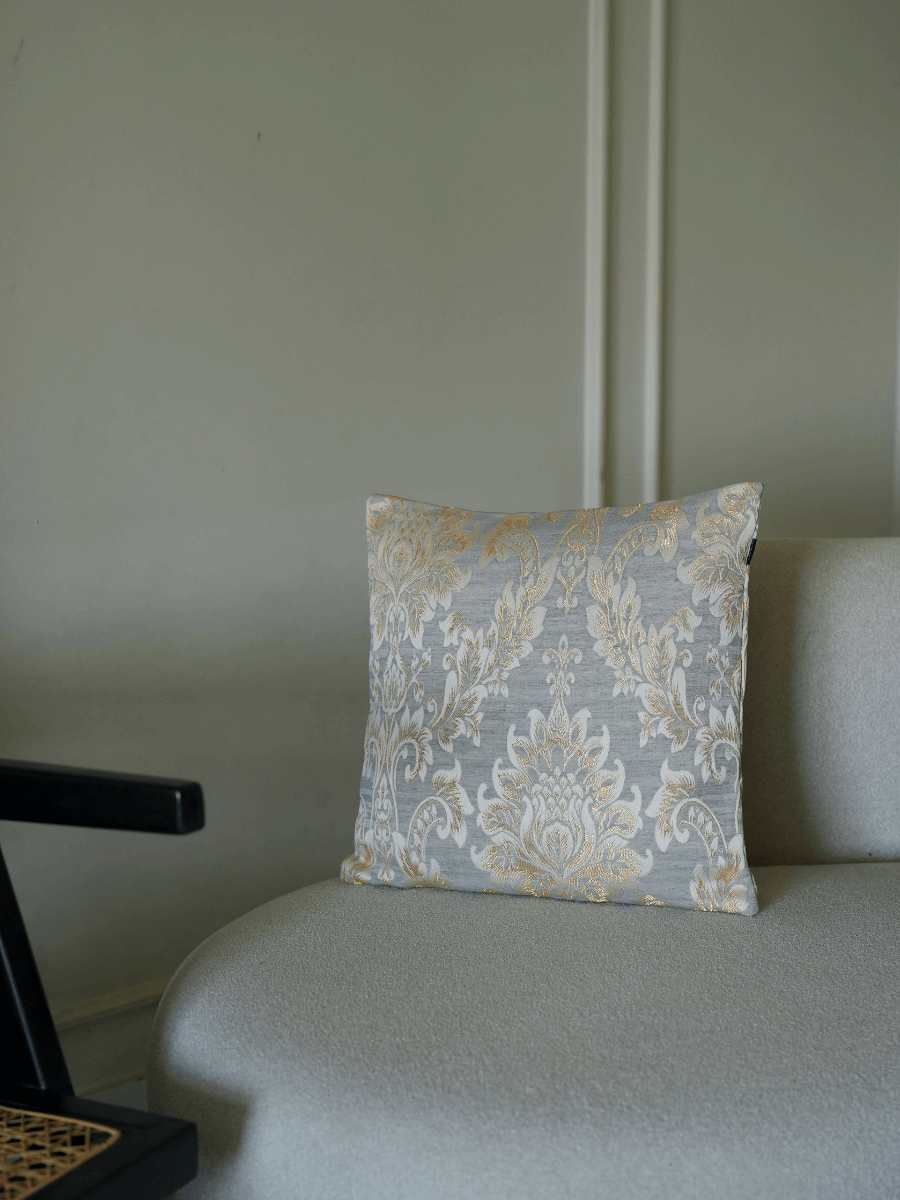 Ivory Bloom on Frost Grey Cushion Cover