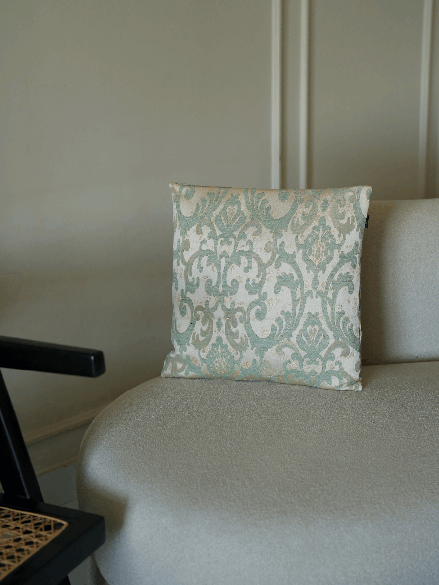 Frosted Green Filigree Cushion Cover