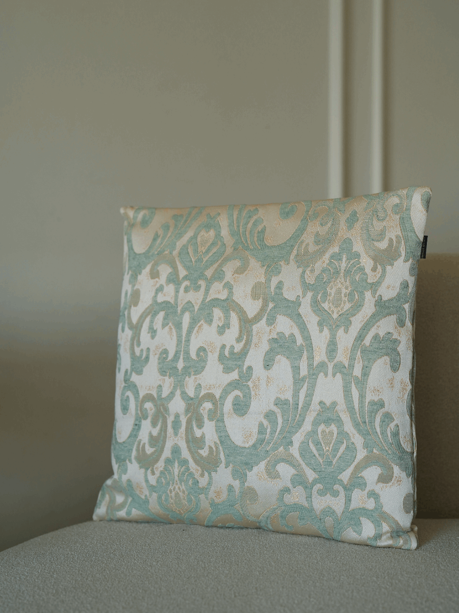Frosted Green Filigree Cushion Cover