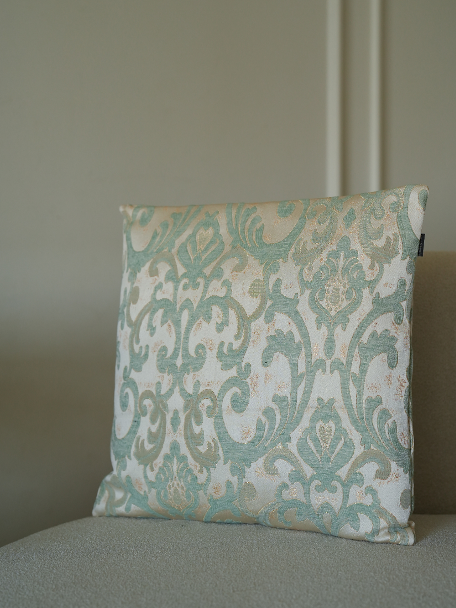 Frosted Green Filigree Cushion Cover