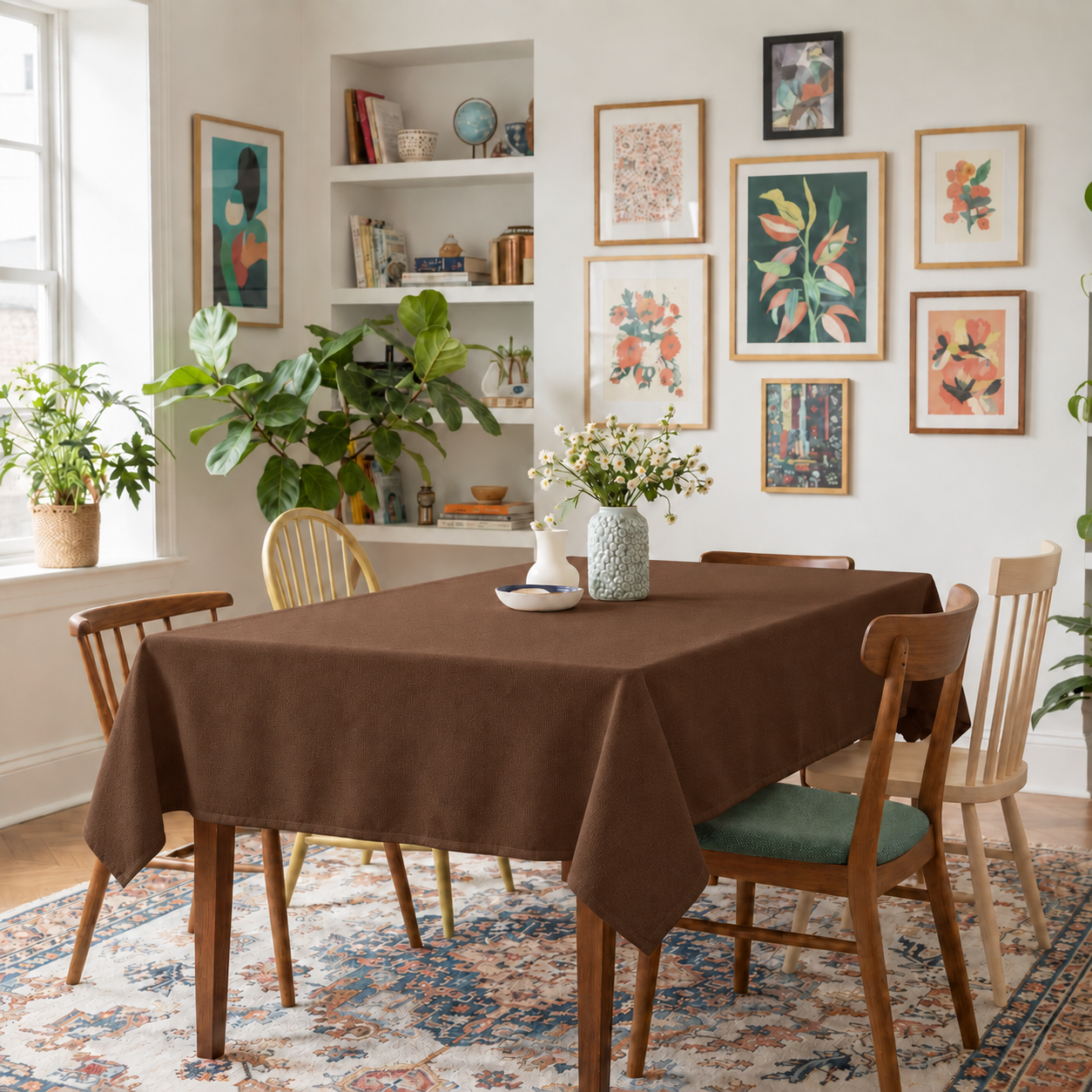 Minimalist Jersey Brown Table Cover