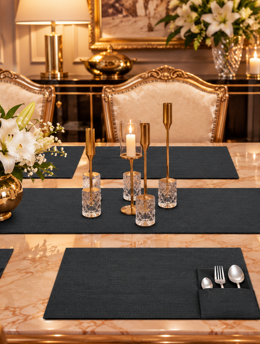 Matte Black Dining Table Set