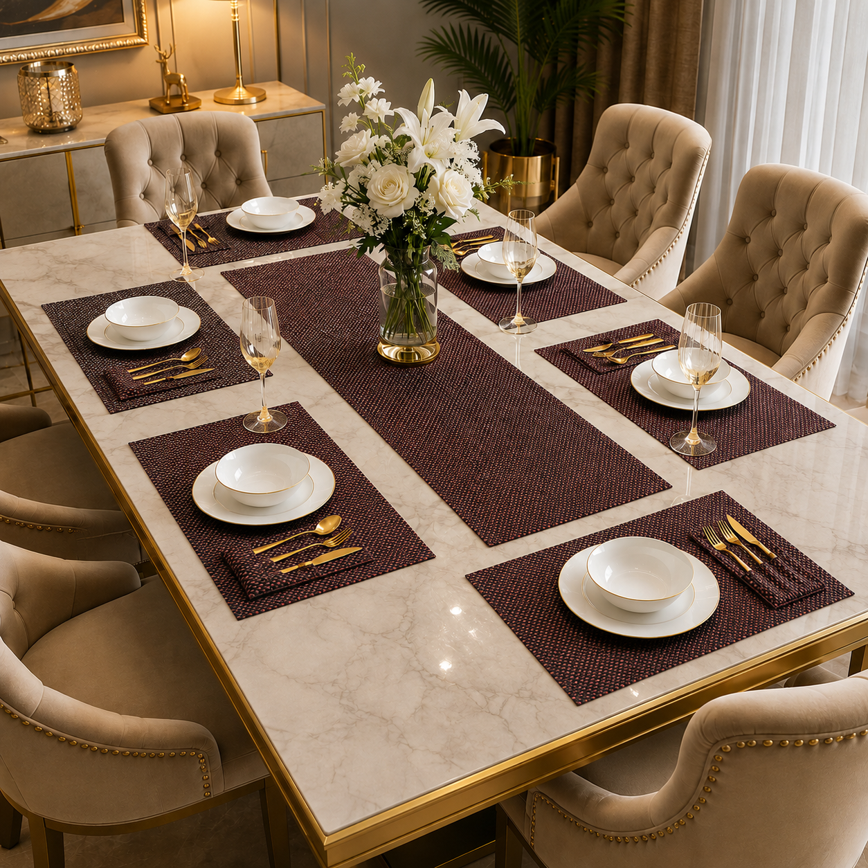 Ember Noir Jute Dining Table Set