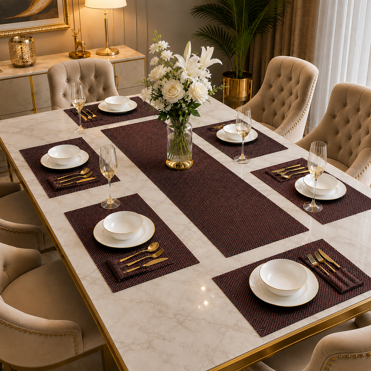 Ember Noir Jute Dining Table Set