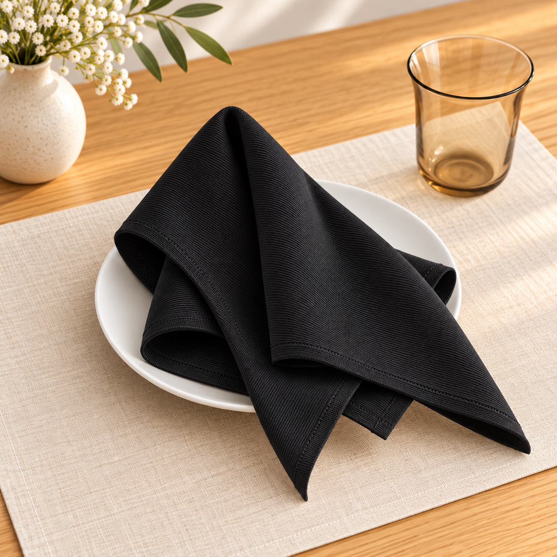 Black Jersey Fabric Napkins