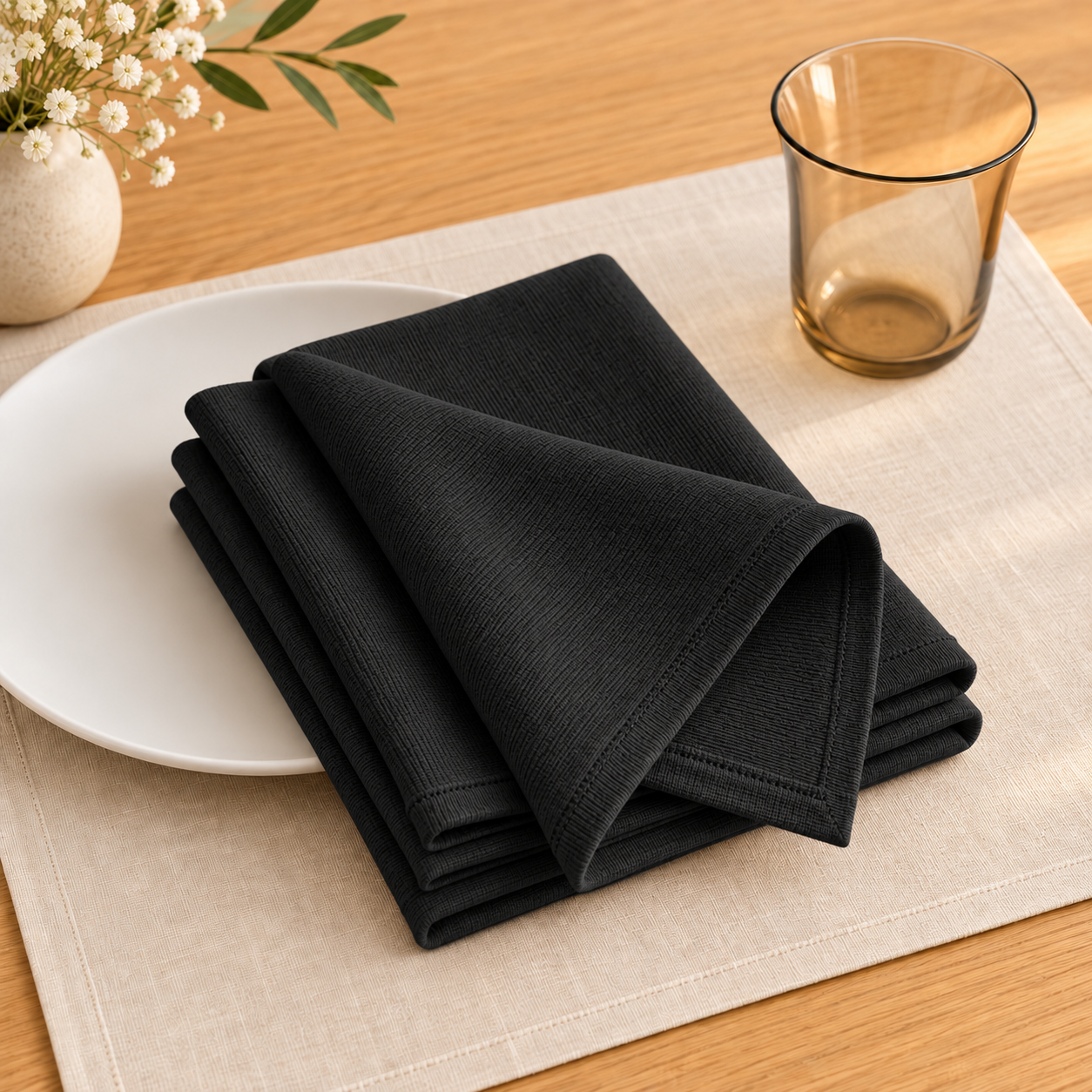 Black Jersey Fabric Napkins