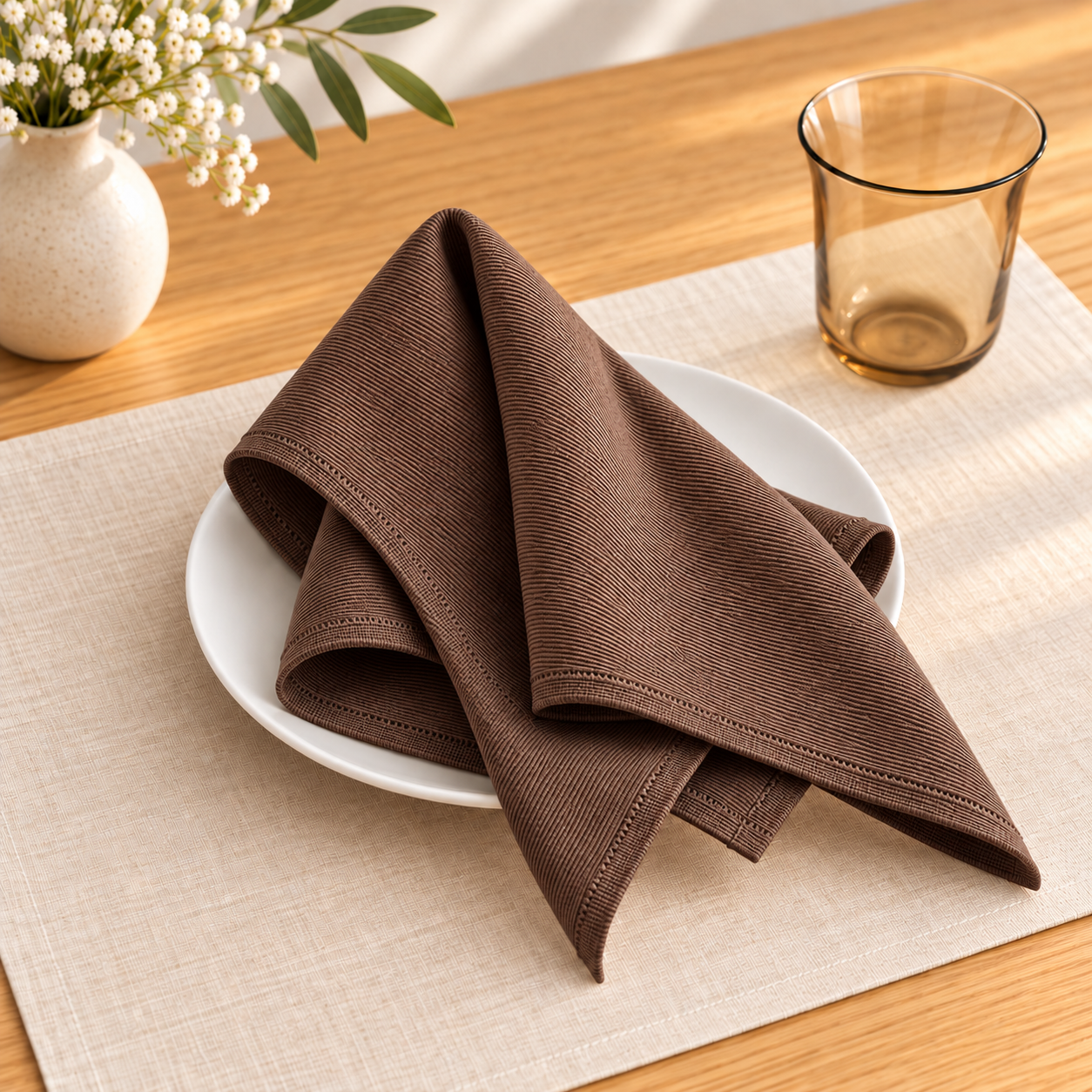 Brown Jersey Fabric Napkins