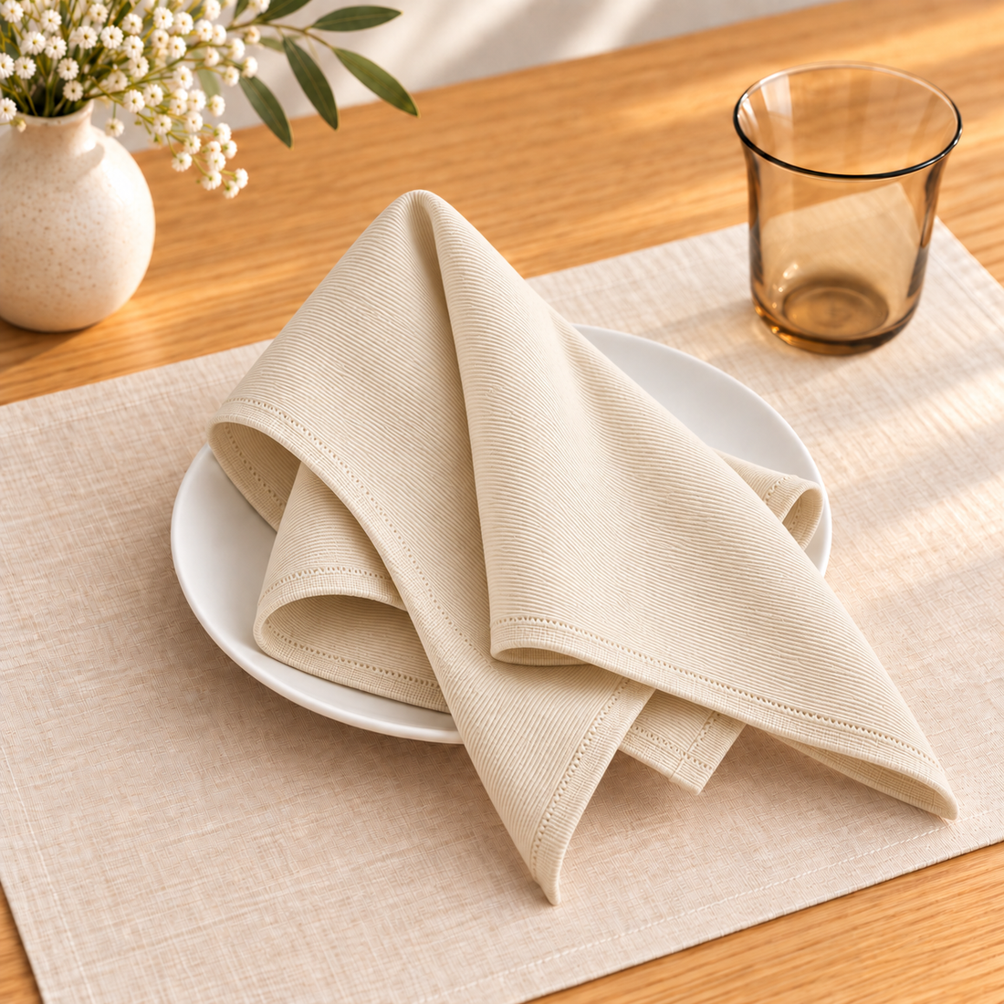 Cream Jersey Fabric Napkins