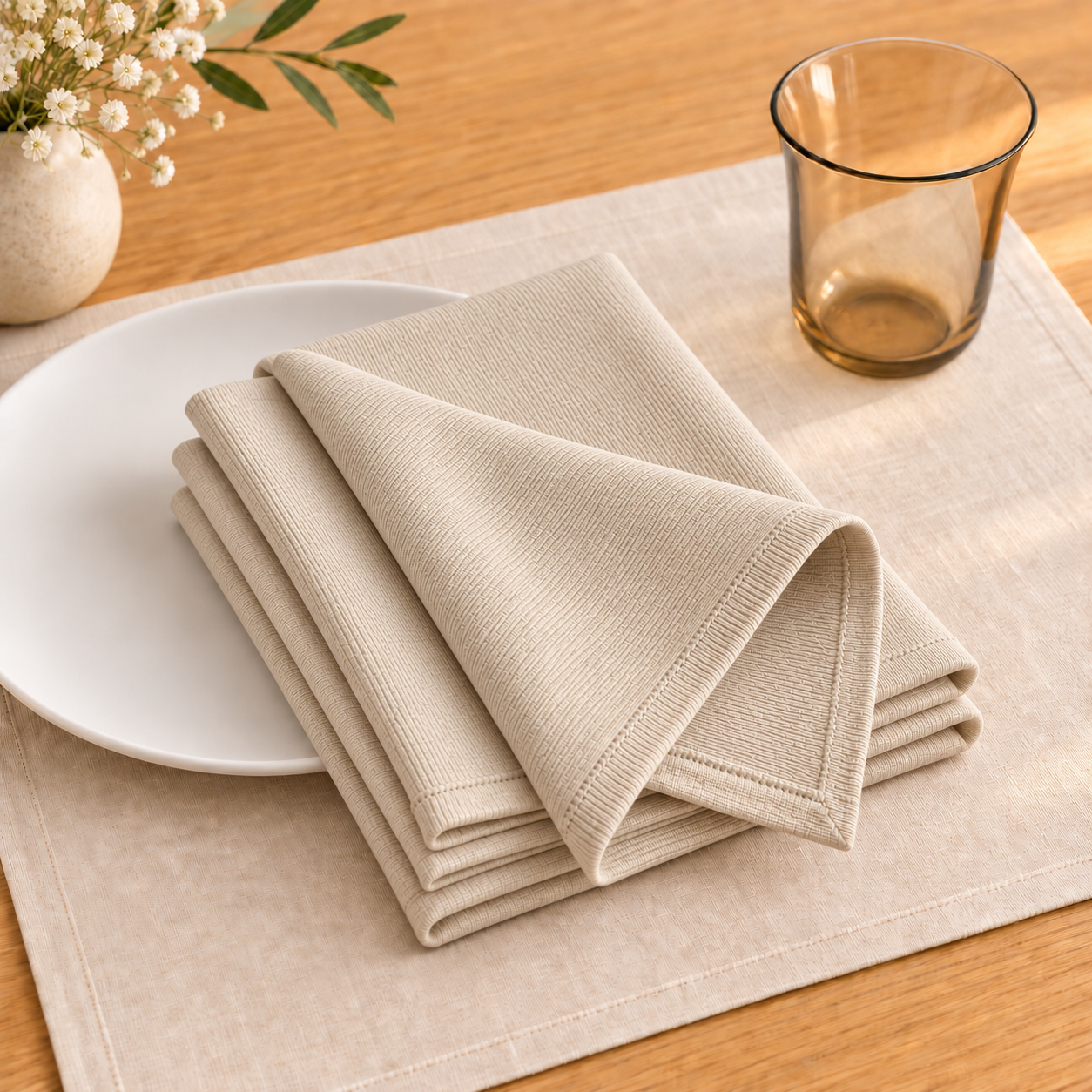 Cream Jersey Fabric Napkins