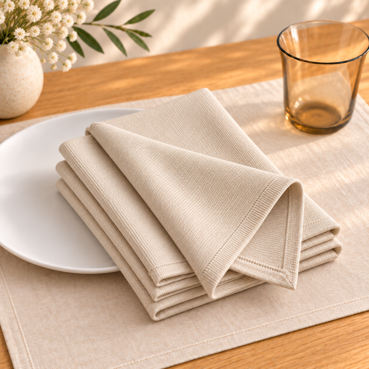White Jersey Fabric Napkins
