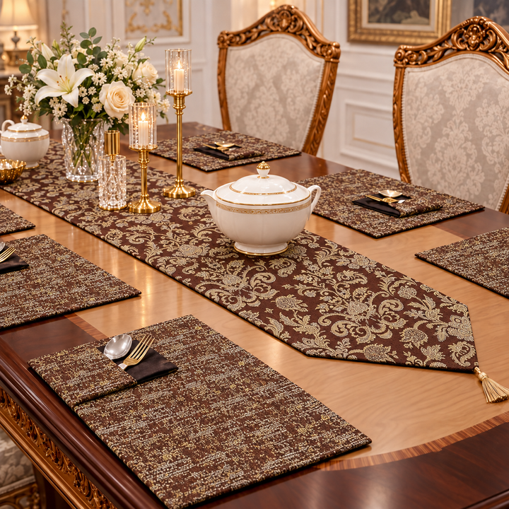 Imperial Brown Embossed Textured Table Set