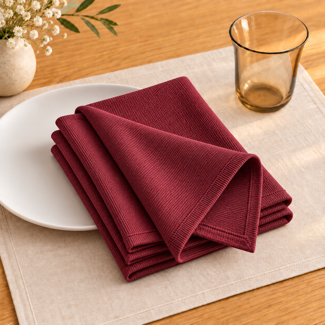 Maroon Soft Fabric Napkins