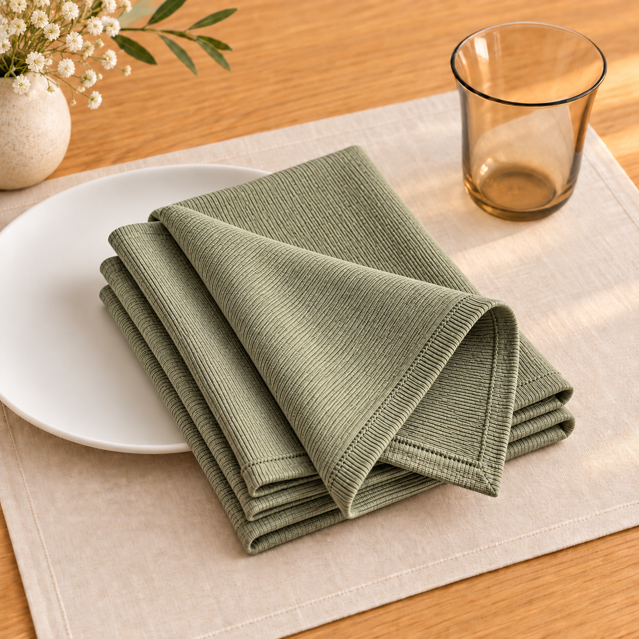 Olive Green Soft Fabric Napkins