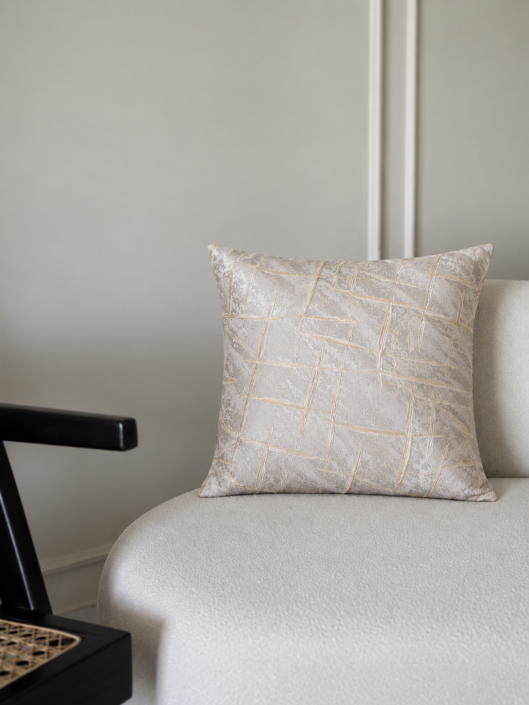 Diana Charcoal Line Work Cushion Cover