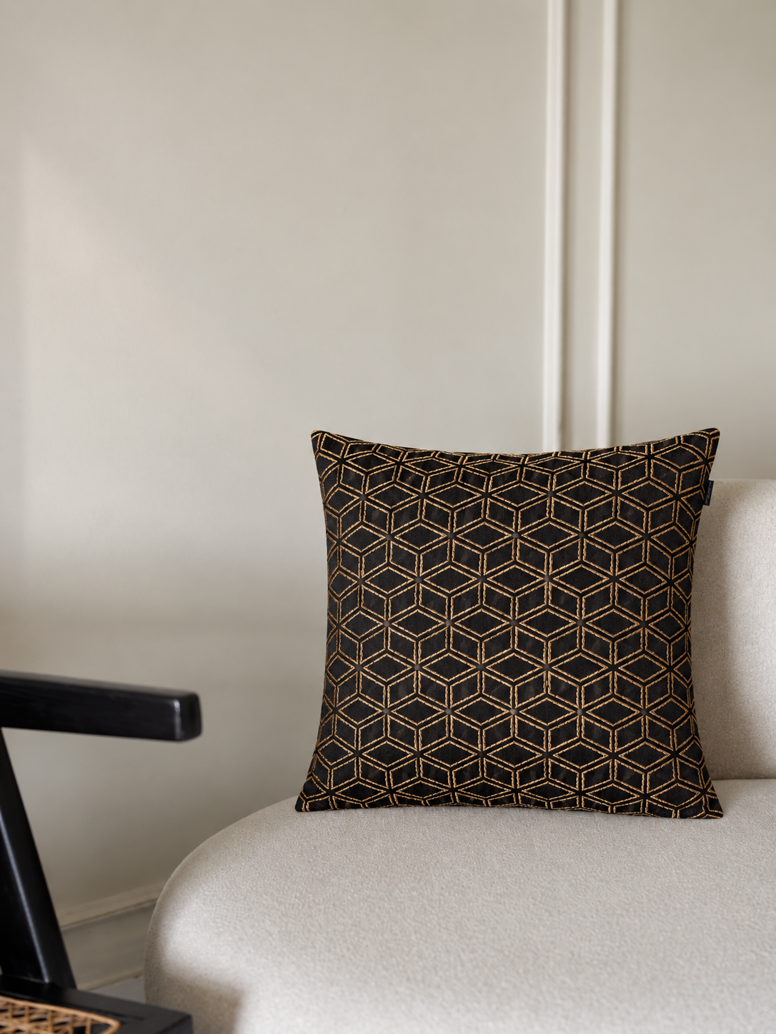 Monarch Black Cubic Cushion Cover