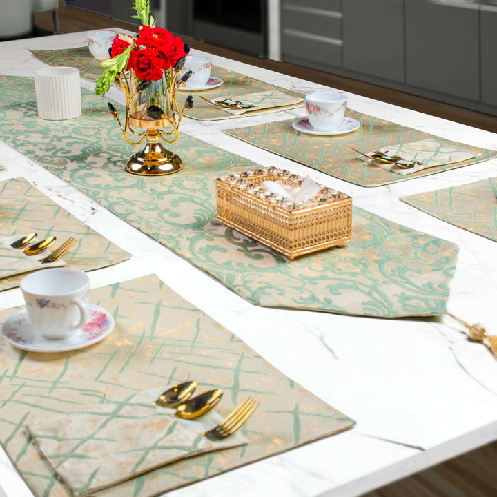 Frosted Green Filigree Table Set