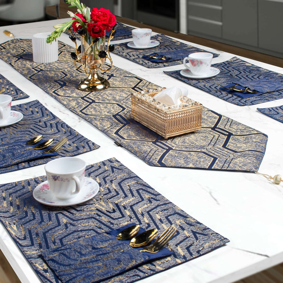 Navy Gold Nexus Table Set