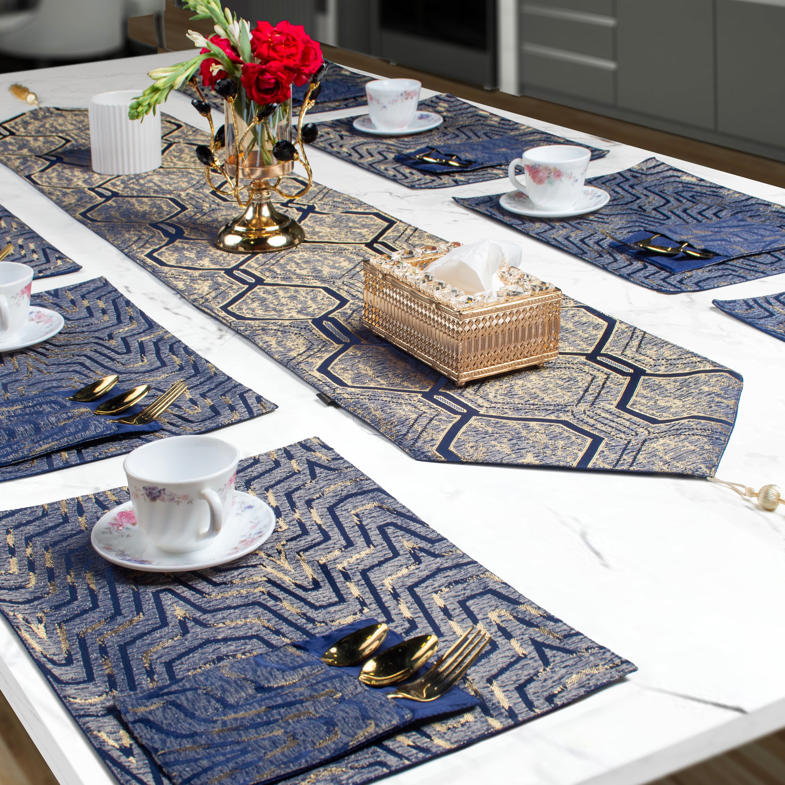 Navy Gold Nexus Table Set