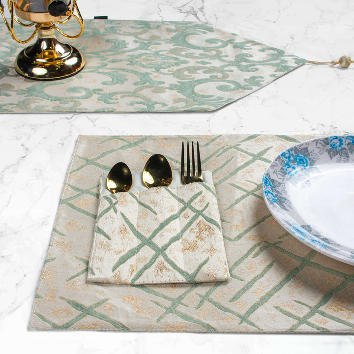 Frosted Green Filigree Table Set