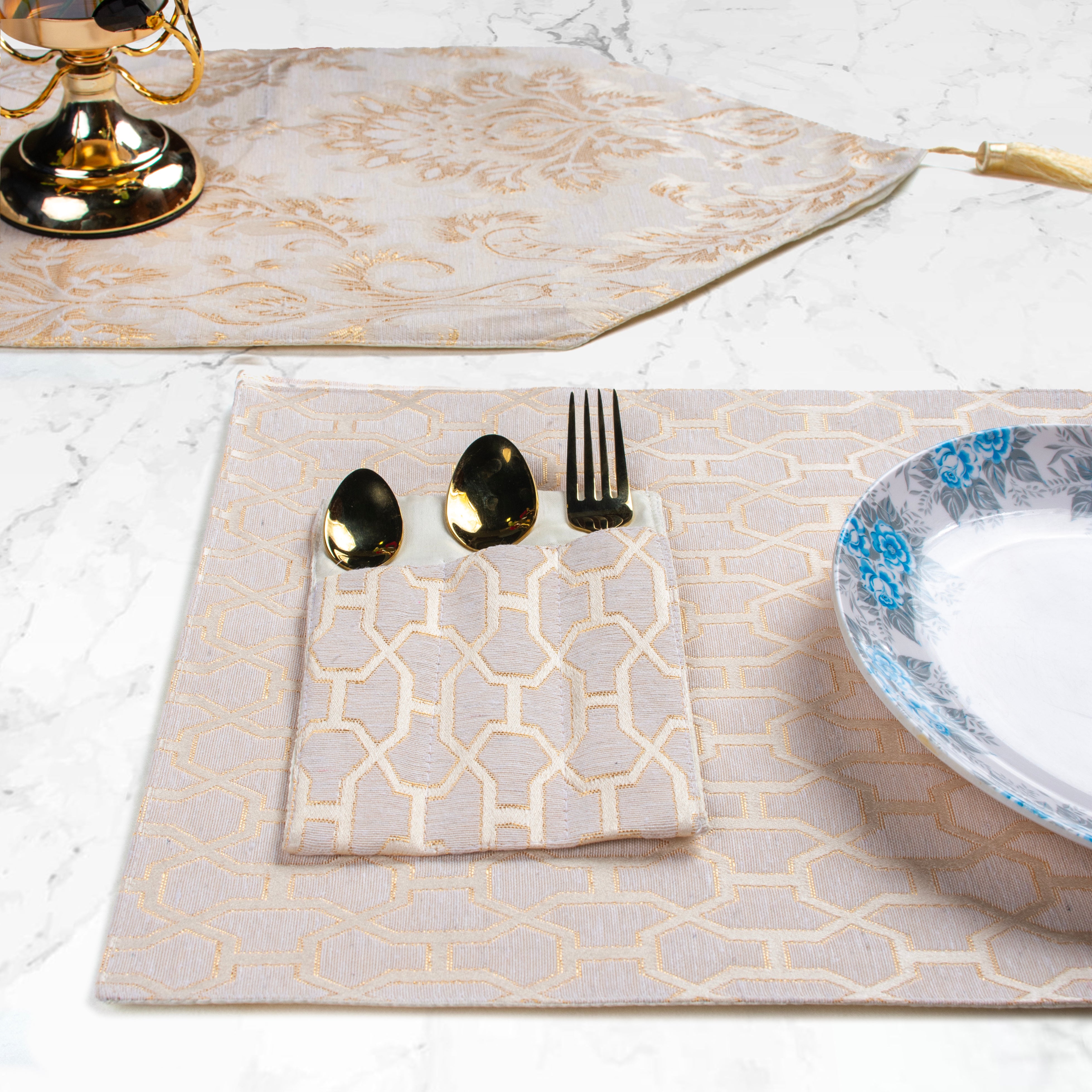 Regal Gold Tapestry Table Set