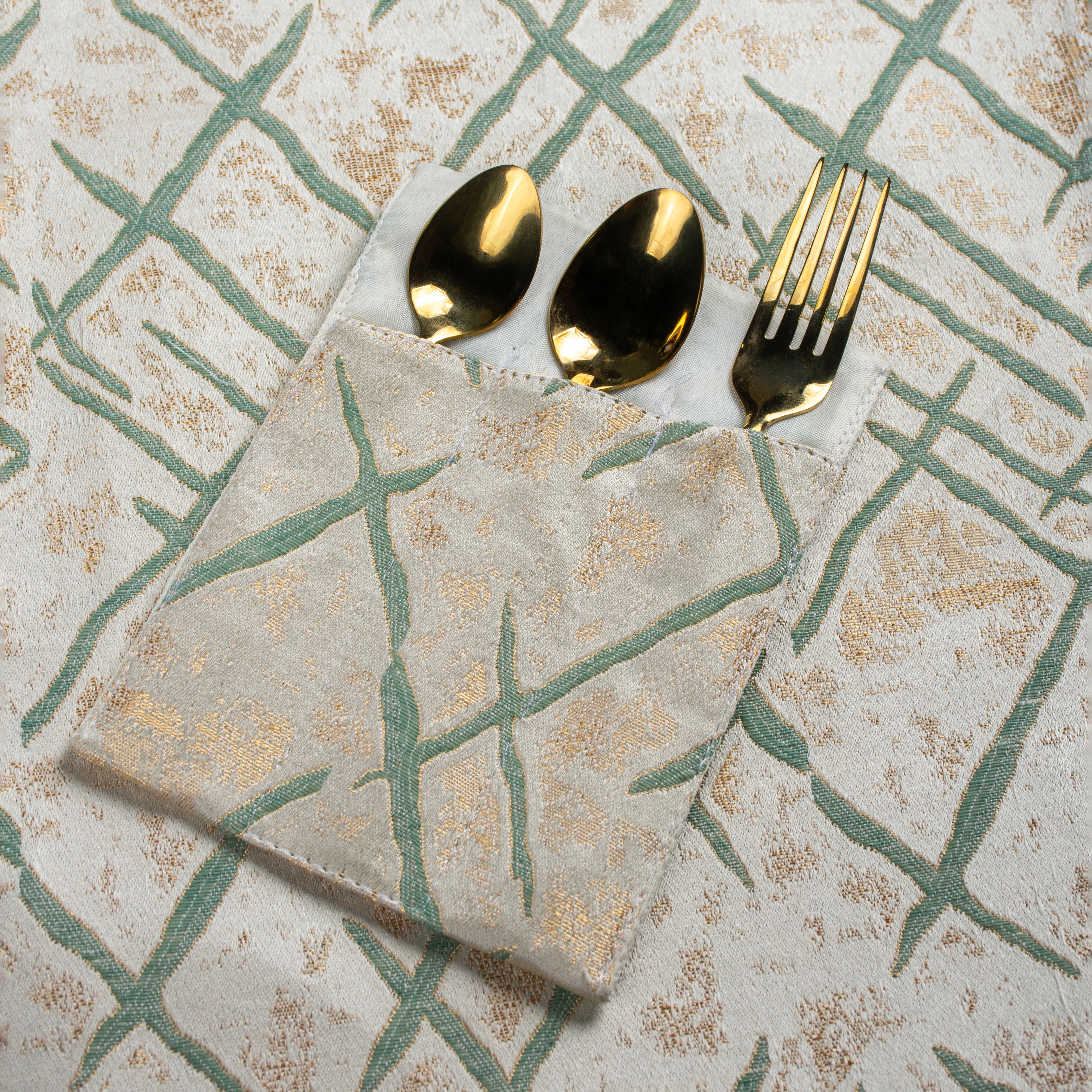 Frosted Green Filigree Table Set