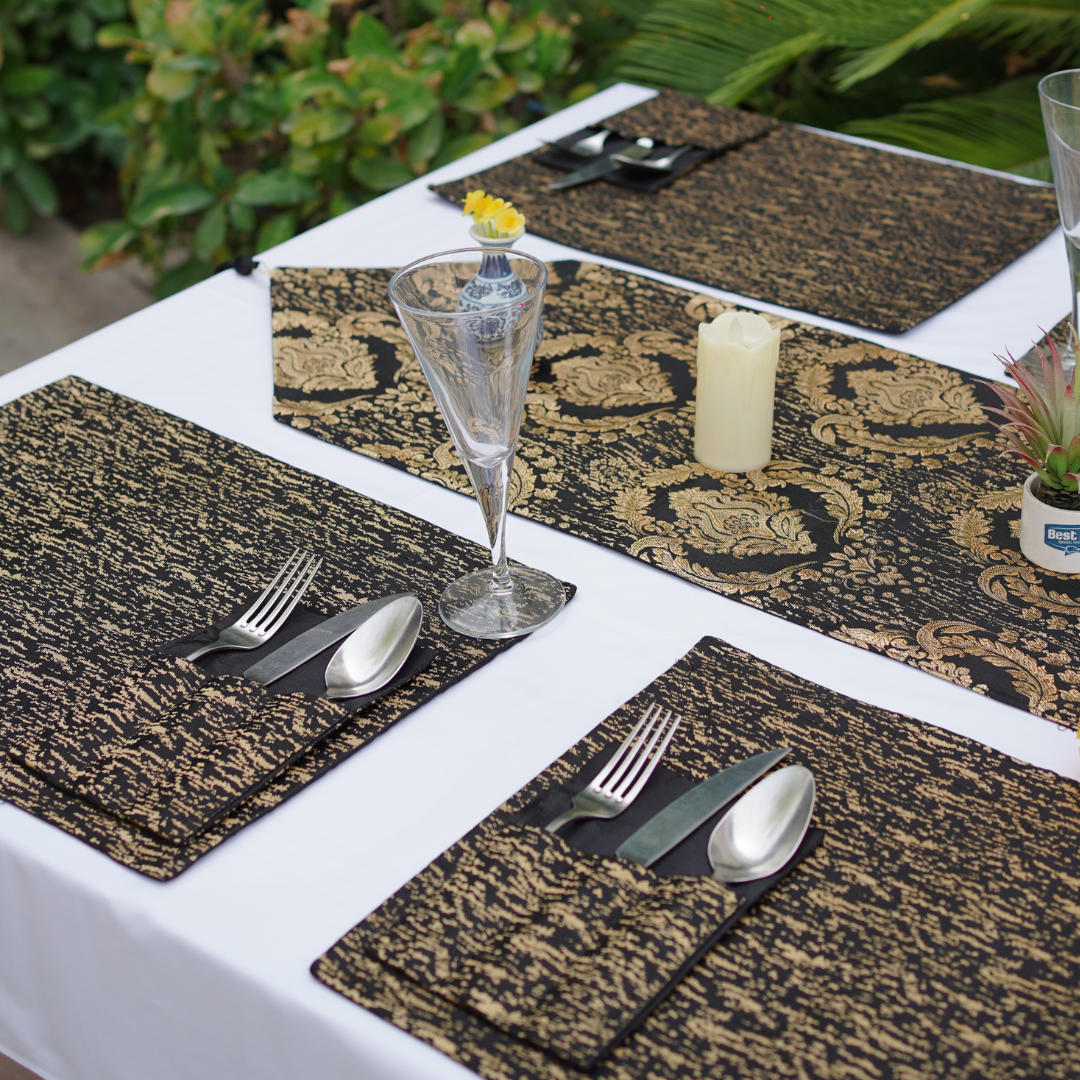 Camilla Gold Embossed Textured Table Set