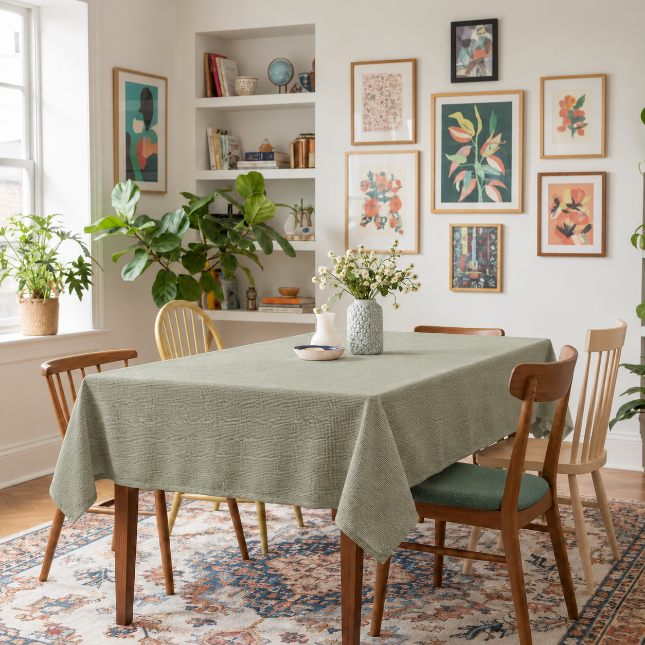 Minimalist Jersey Olive Green Table Cover