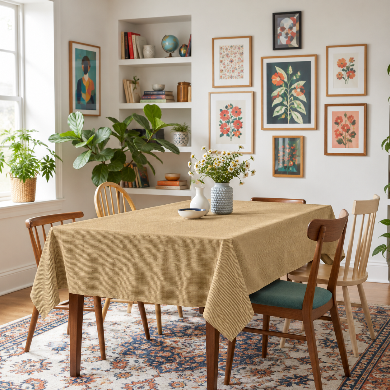 Minimalist Jersey Light Brown Table Cover