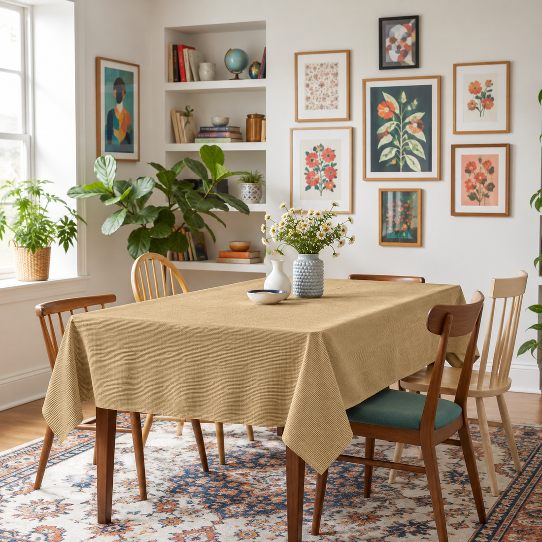Minimalist Jersey Light Brown Table Cover