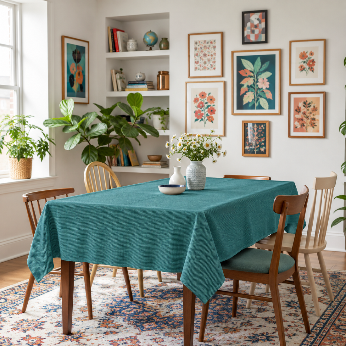 Minimalist Jersey Teal Table Cover