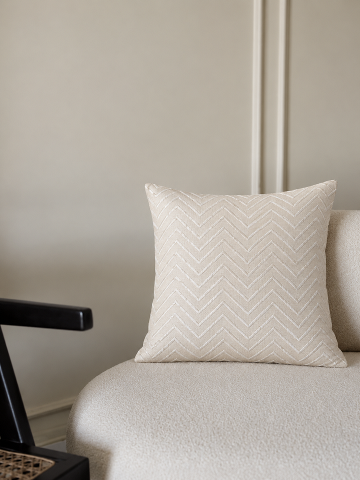 Victoria Beige Line Work Cushion Cover