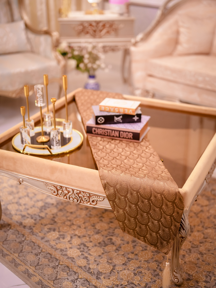 Bronze Diamonds Luxe Table Runner
