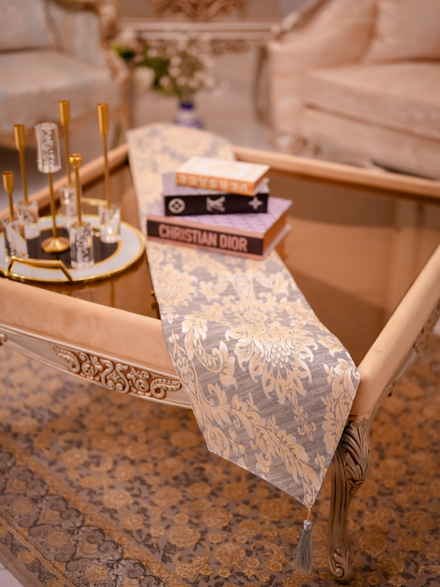 Frost Grey Ivory Table Runner