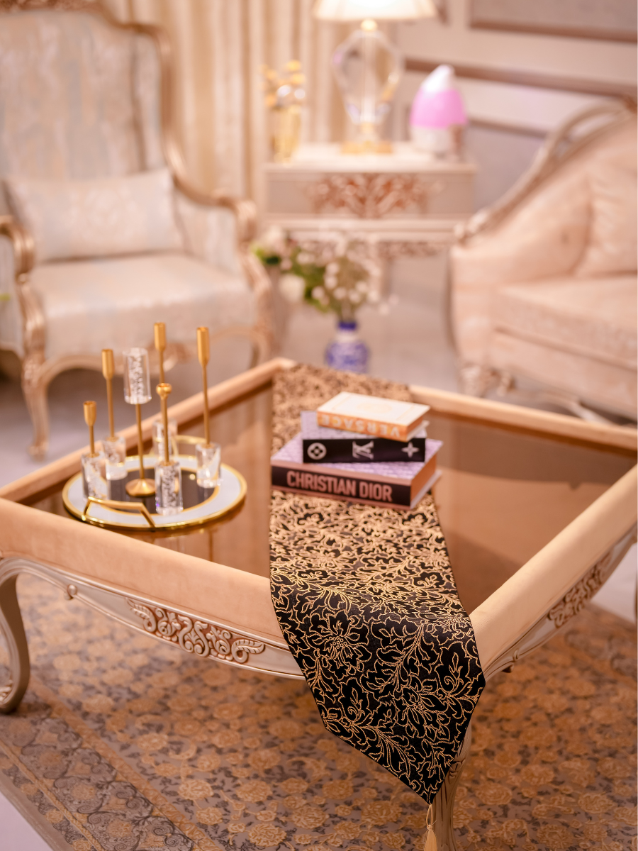 Monarch Black Gold Embossed Runner